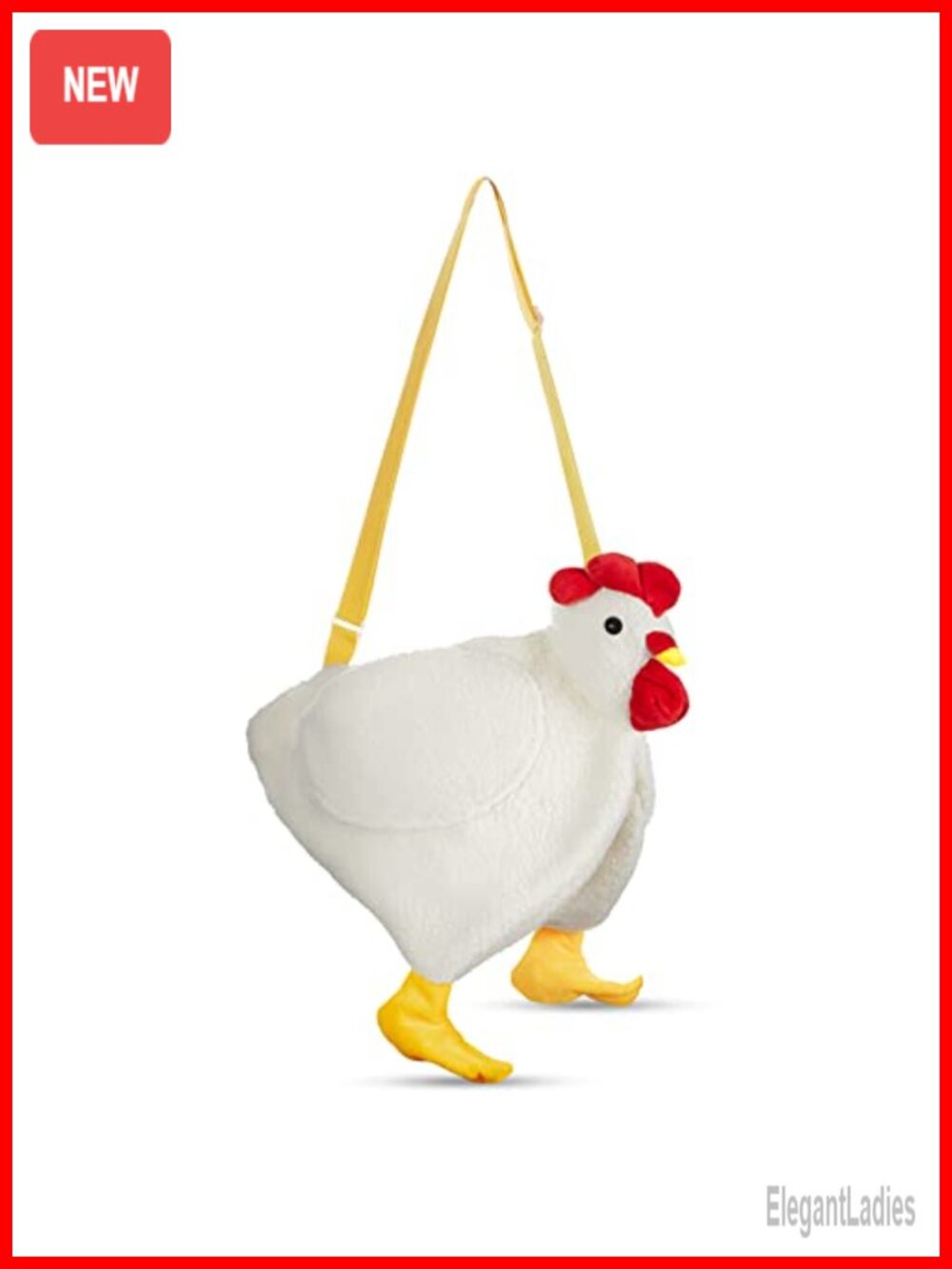 Plush Chicken Crossbody Bag Adjustable Strap Novelty Purse